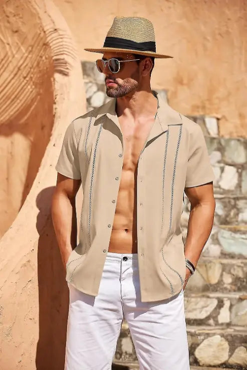 Chemise Homme à Manches Courtes et Boutons