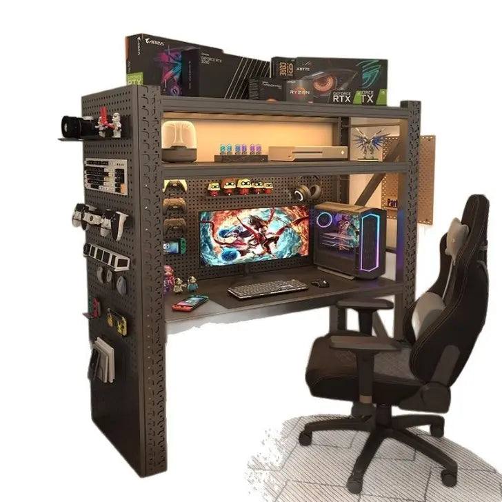 Table Gaming avec Rangement Multi-Niveaux