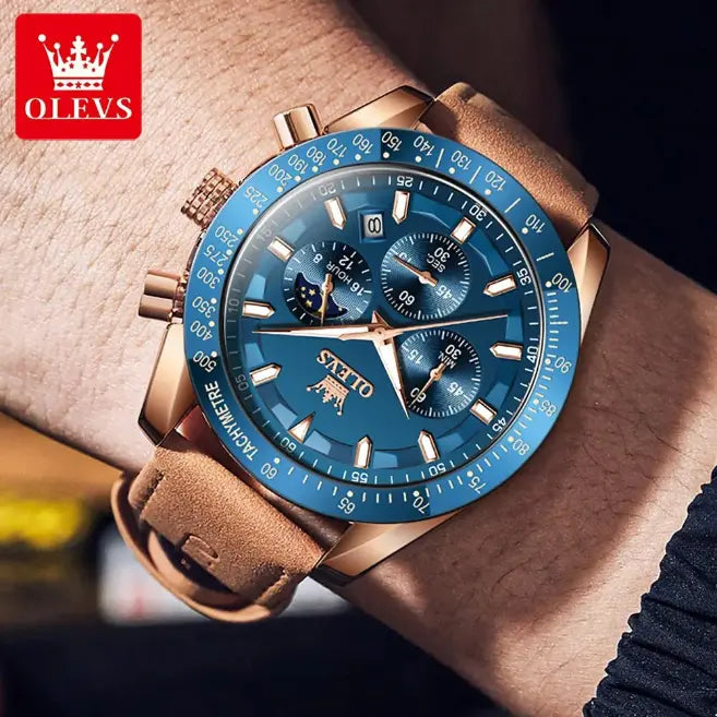 Montre Homme OLEVS Élégante Étanche Chronographe