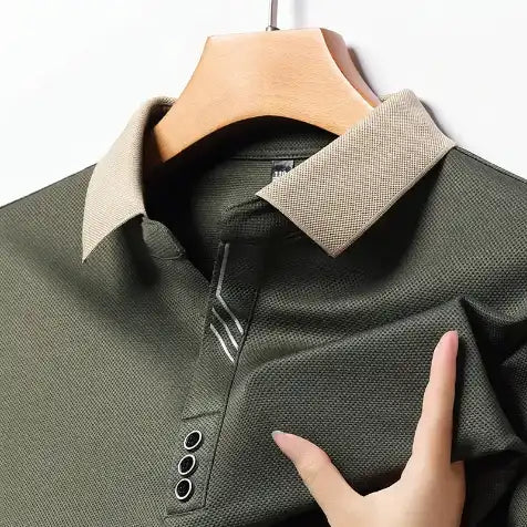 Polo à Manches Longues Gaufré pour Hommes