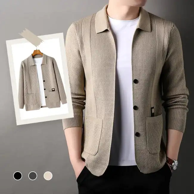 Manteau Tricoté à Col Revers pour Hommes
