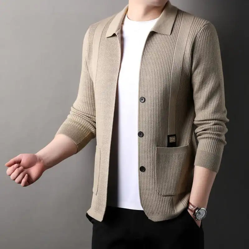 Manteau Tricoté à Col Revers pour Hommes