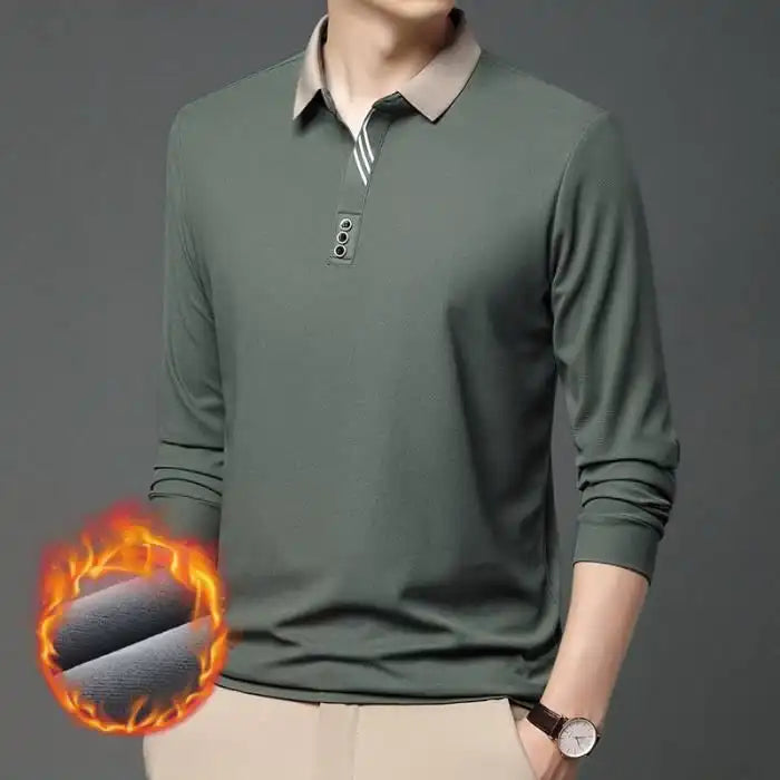 Polo à Manches Longues Gaufré pour Hommes
