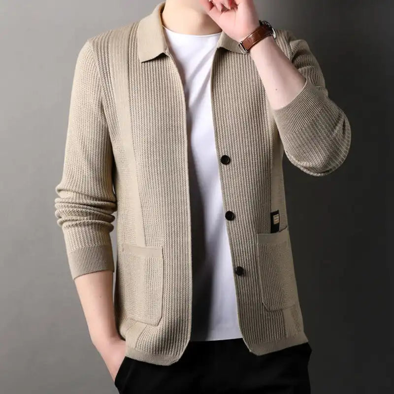 Manteau Tricoté à Col Revers pour Hommes