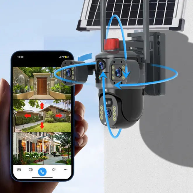 Caméra Solaire 360° à Objectifs Orientables