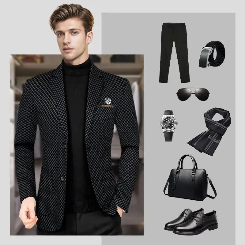 Blazer pied-de-poule élégant pour hommes
