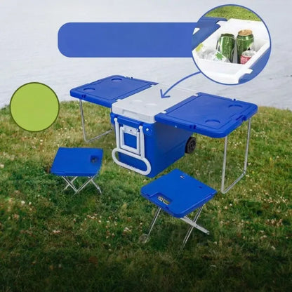 Table Pliable avec Glacière Intégrée et 2 chaises