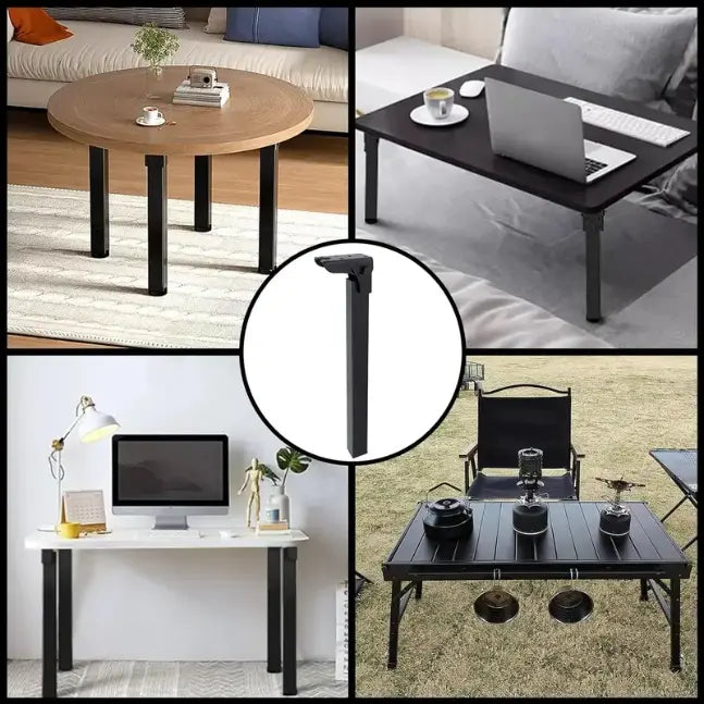 4 Pieds de Table Pliables en Acier Carbone