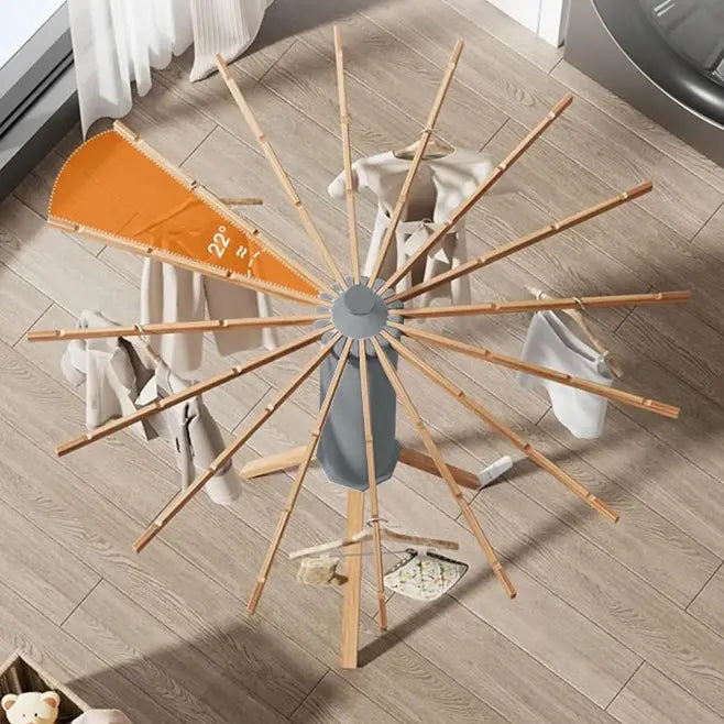 Séchoir Tripode Pliable avec Base en Bois