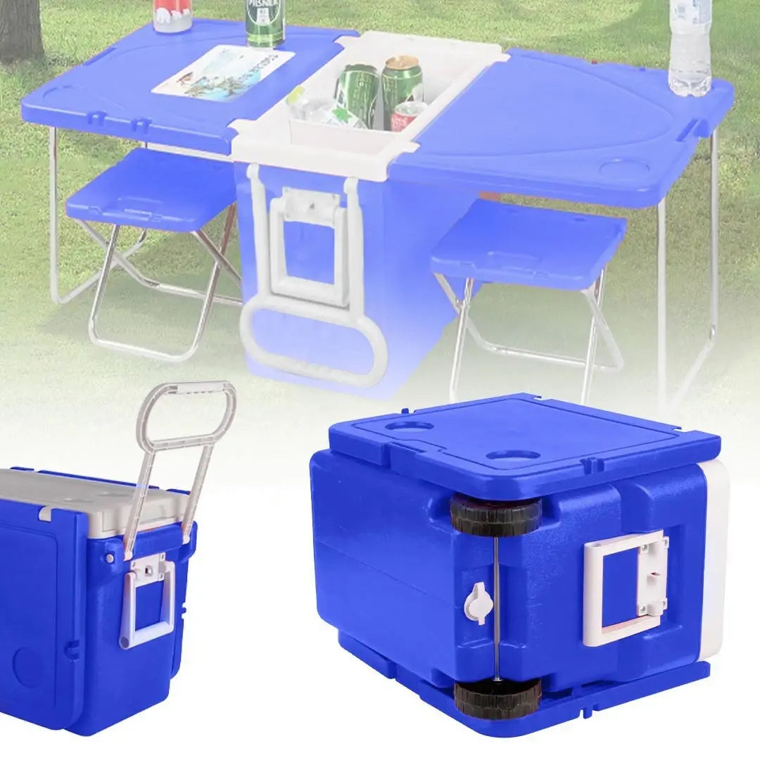 Table Pliable avec Glacière Intégrée et 2 chaises