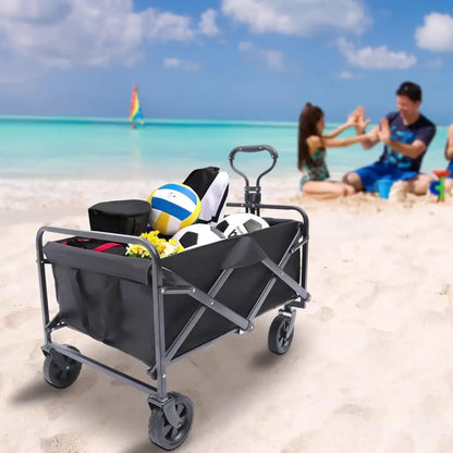 Chariot de Plage Pliable à Poignée Réglable