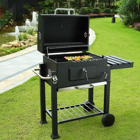 Barbecue Charbon Pliable avec Table Latérale