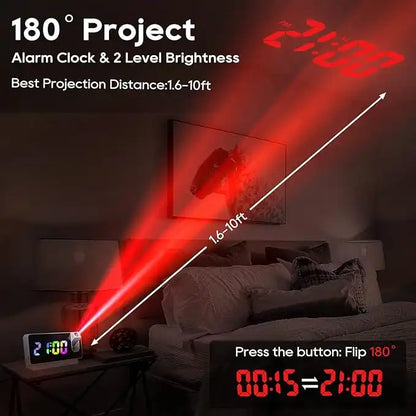 Réveil à Projection LED avec Écran et Miroir HD