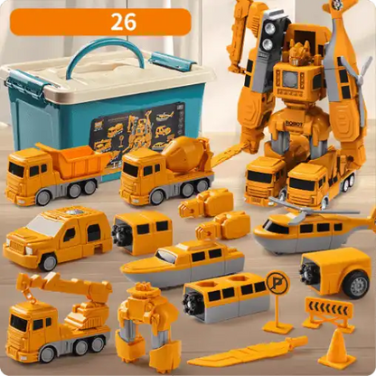 Jouet Éducatif Robot et Véhicules de Chantier Magnétiques