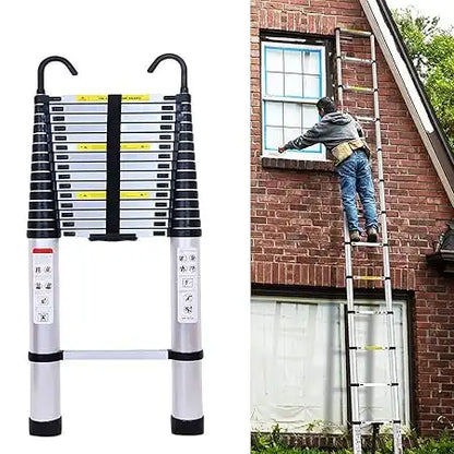 Échelle télescopique en aluminium 3,2 m avec crochets amovibles