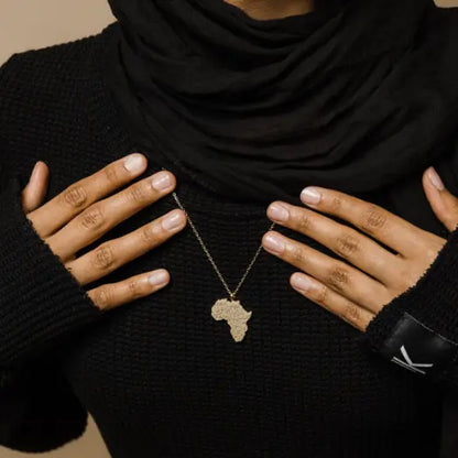 Collier de Pendentif Carte de l'Afrique avec Ayat Al-Kursi