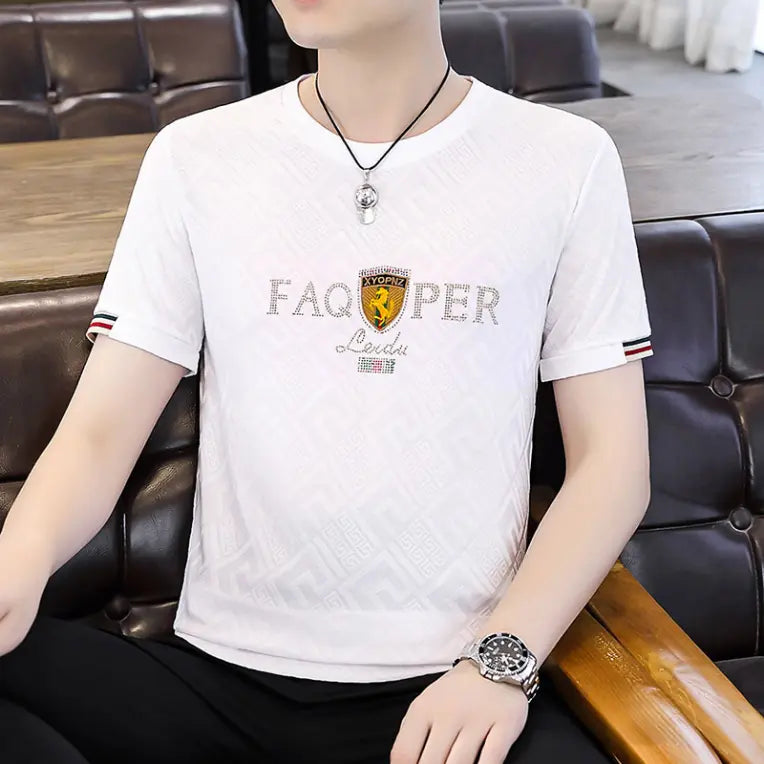 T-Shirt Jacquard Sans Col Été