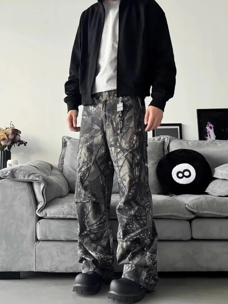 Pantalon Camouflage Droit avec Poches Pratiques