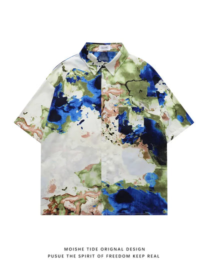 Chemise Courte Style Peinture à l’Huile