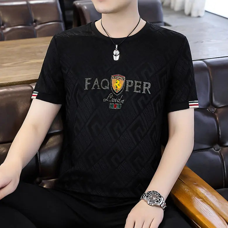 T-Shirt Jacquard Sans Col Été