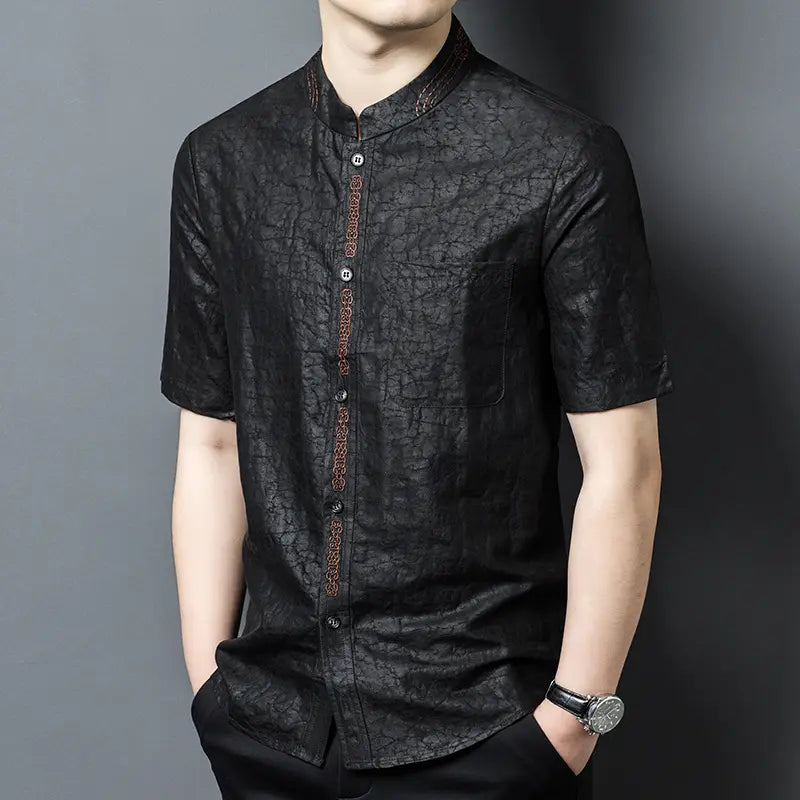 Chemise Col Mandarin en Soie