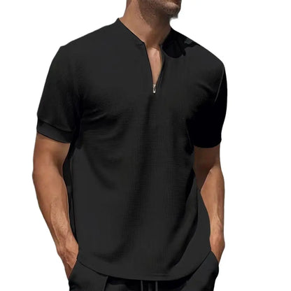 T-shirt à Col Montant Zippé pour Homme