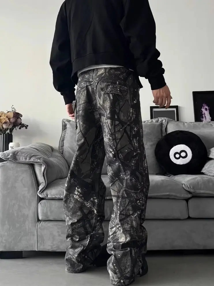 Pantalon Camouflage Droit avec Poches Pratiques