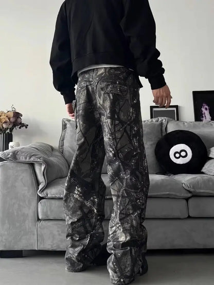 Pantalon Camouflage Droit avec Poches Pratiques