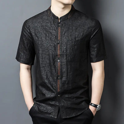 Chemise Col Mandarin en Soie
