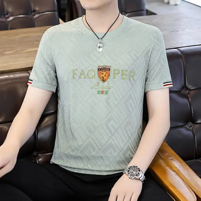 T-Shirt Jacquard Sans Col Été