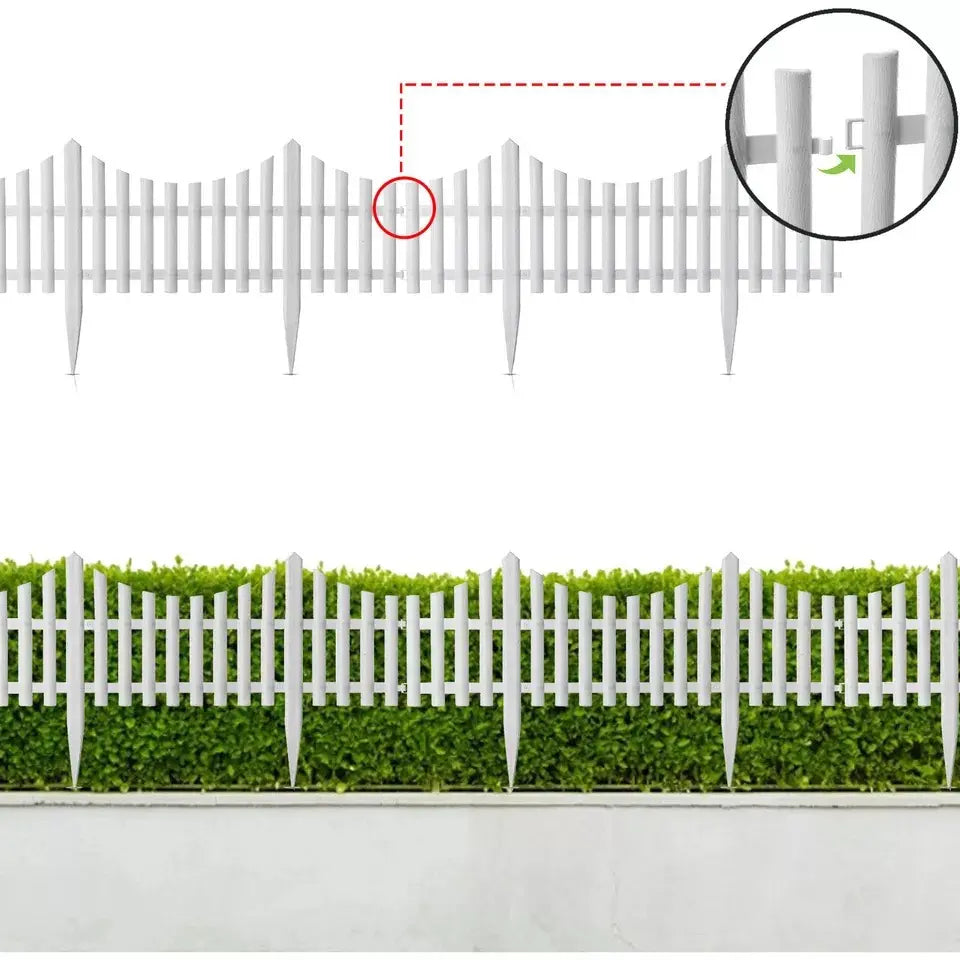 Pack 10 Barrières de Jardin Blanches Modulables