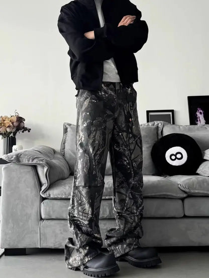 Pantalon Camouflage Droit avec Poches Pratiques