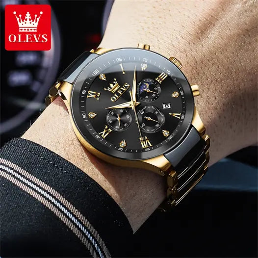 Montre Homme en Céramique Noir et Or