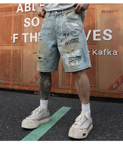 Short en Jean Vintage Effet Délavé