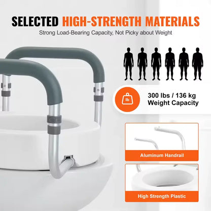 Rehausseur de Toilette 3,5” avec Accoudoirs Aluminium