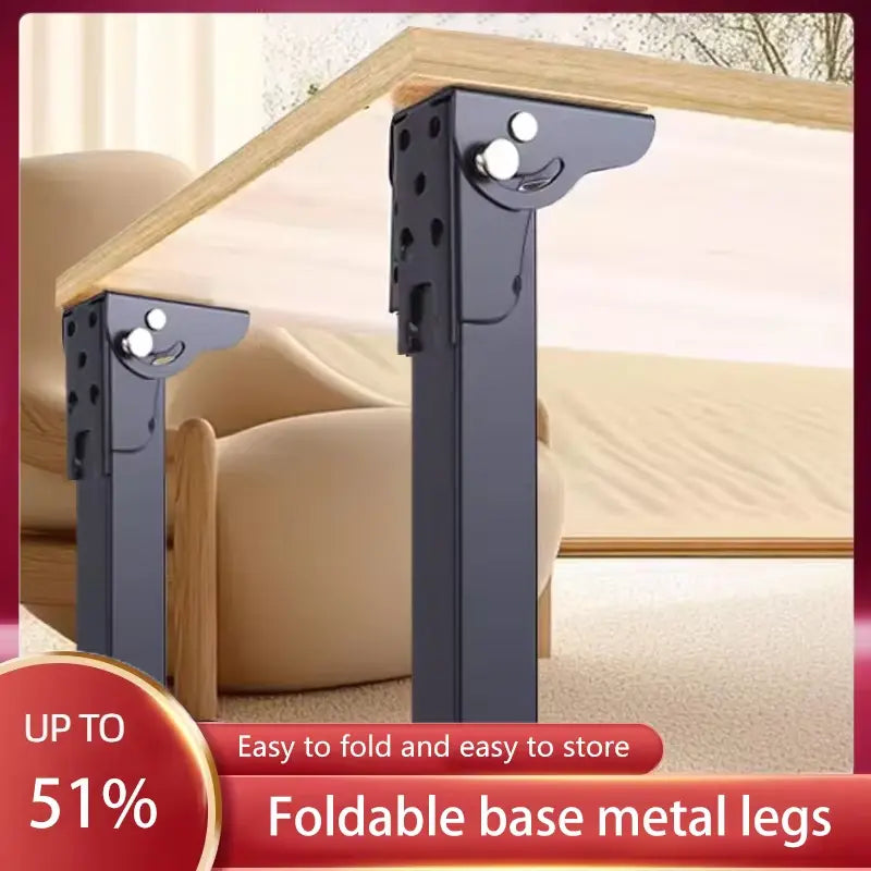 4 Pieds de Table Pliables en Acier Carbone