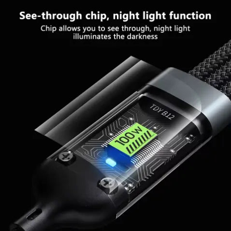 Câble de Charge Rapide 100W 3-en-1 Intelligent