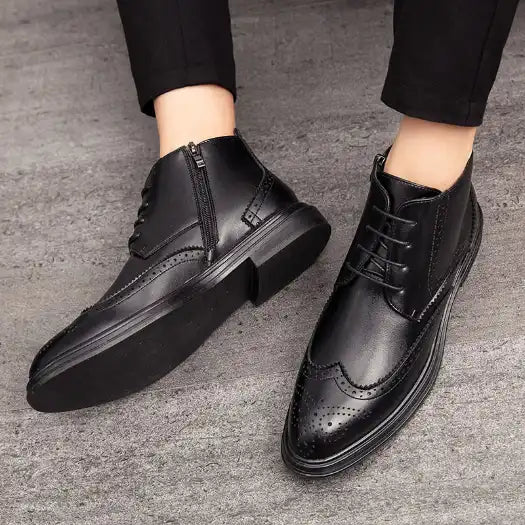 Bottes Chelsea pour Hommes Imperméable avec Brogues Sculptés
