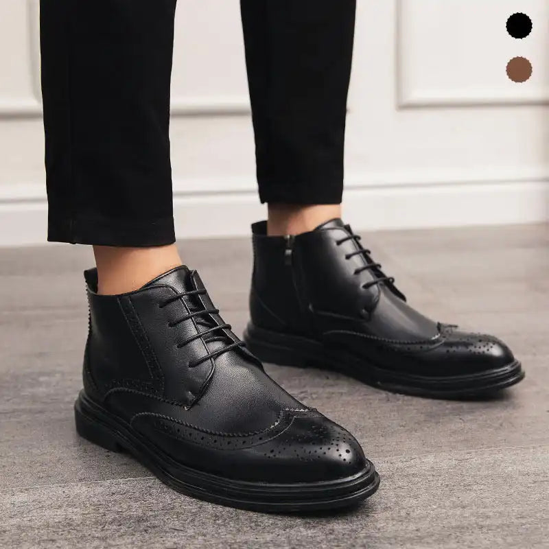 Bottes Chelsea pour Hommes Imperméable avec Brogues Sculptés