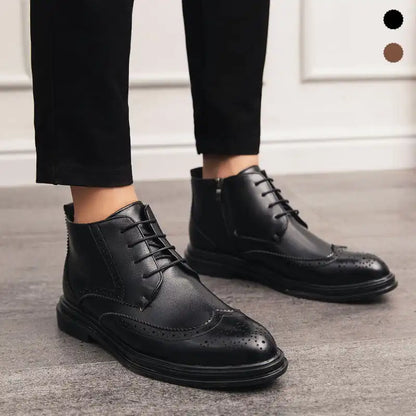 Bottes Chelsea pour Hommes Imperméable avec Brogues Sculptés